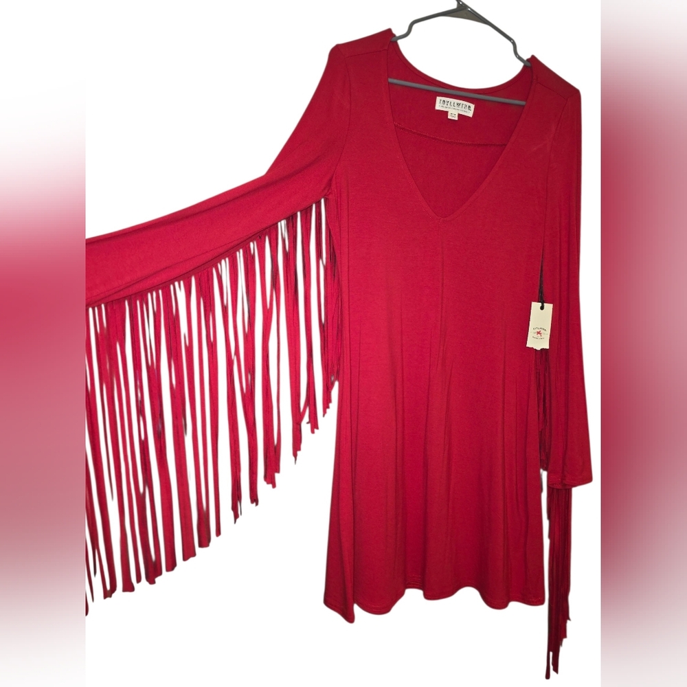 NWT Idyllwind Fueled By Miranda Lambert Red Fringe Dress Size Medium